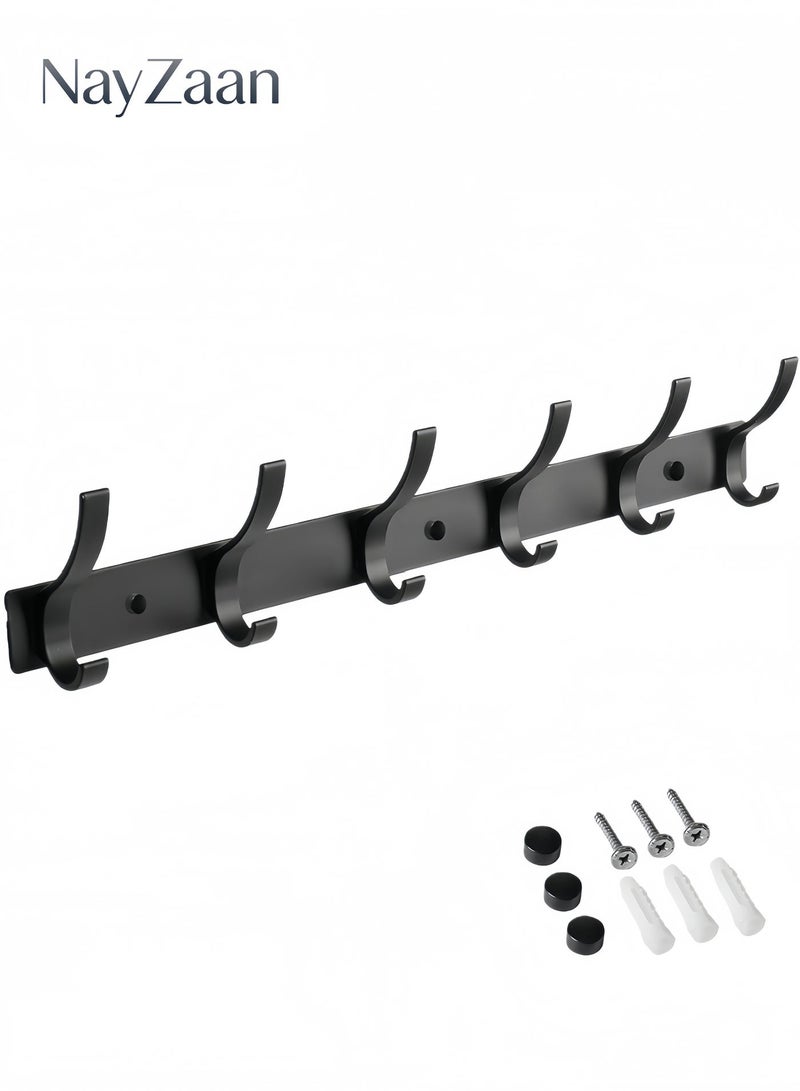 NayZaan Wall Mounted Coat Rack Heavy Duty Metal Hook, Black Wall Hooks for Hanging Coats Hats Towels Purses Robes, Bathroom Towel Hooks & Hat Rack for Wall - Image 1